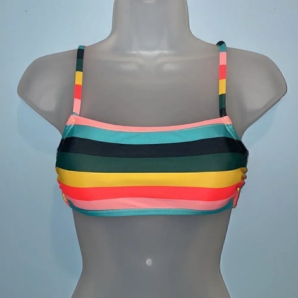 xhileration Swimwear Bathing Suit Bikini Top Striped Colorful Activewear